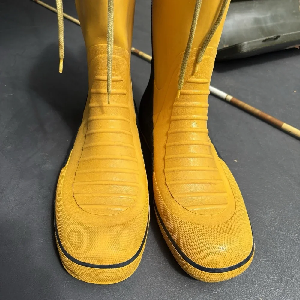 Vtg West Marine Tall Sea Boots Yellow Rubber Offshore Sailing Deck Boots Mens 13